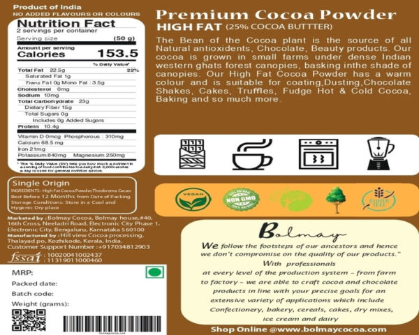 high fat cocoa powder nutrition