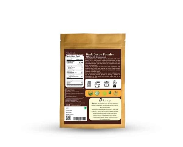 Dark cocoa powder for baking from Bolmay cocoa back package