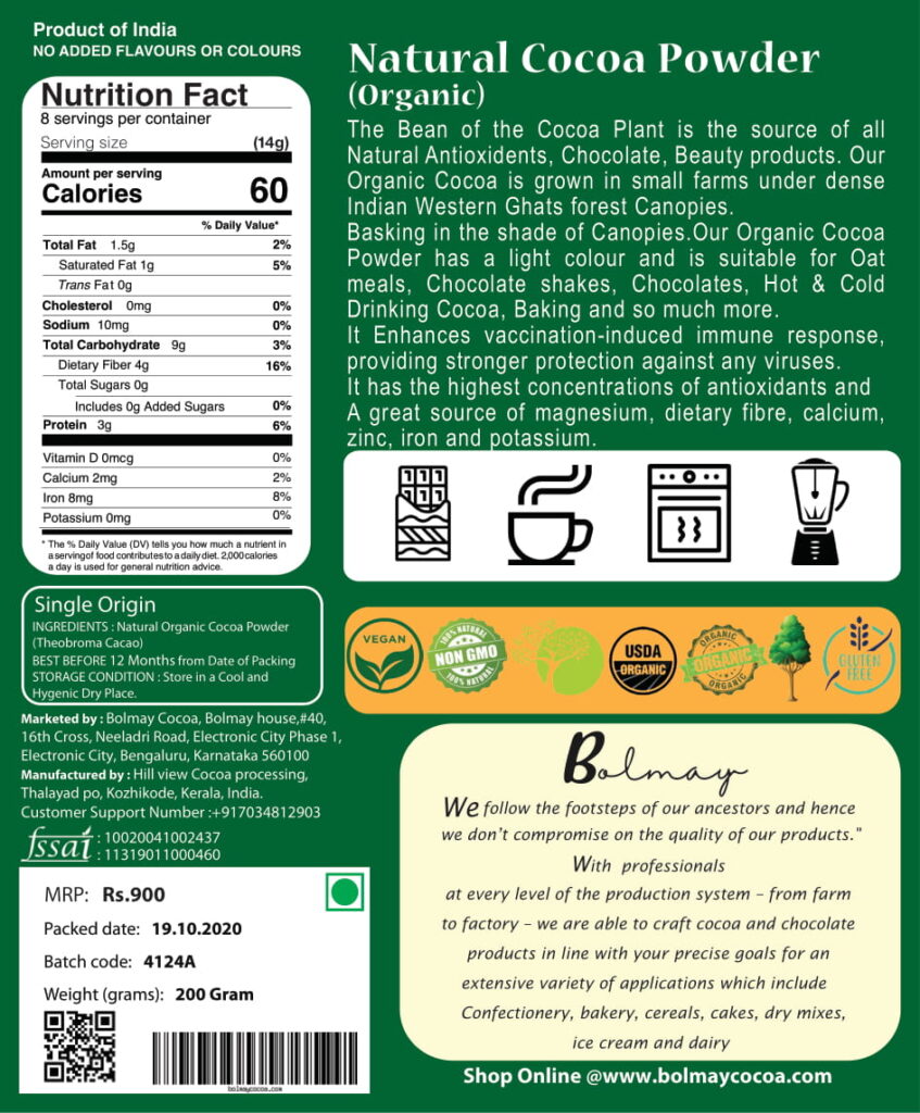Bolmay Cacao PowderRaw Unsweetened